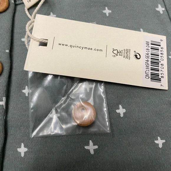 Last Call! Quincy Mae Organic Cotton Romper, Rylee+Cru, gender neutral, Sea sage - Picture 3 of 9